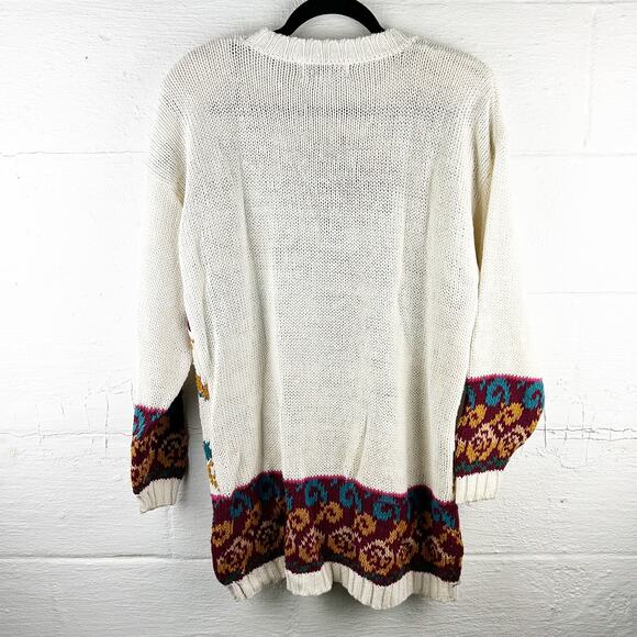 Reference Point Vintage Gold & Burgundy Tunic Sweater Western Boho (L) - Picture 8 of 8